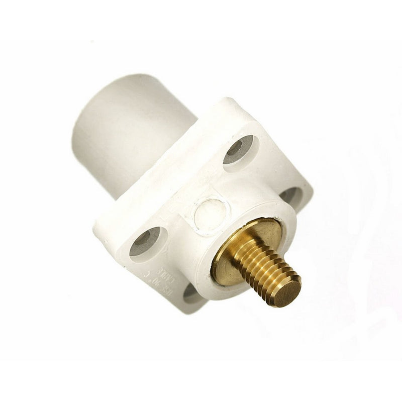 Leviton 16R23-W 16-Series Taper Nose, Male, Panel Receptacle, 90-Degree, Threaded Stud, Cam-Type Connector, White (Old Model)