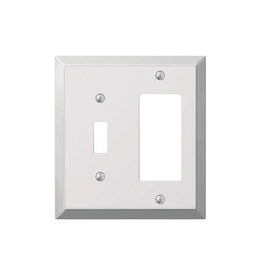 AmerTac 161TR 1 Toggle/1 Rocker Polished Chrome Steel Century Wallplate