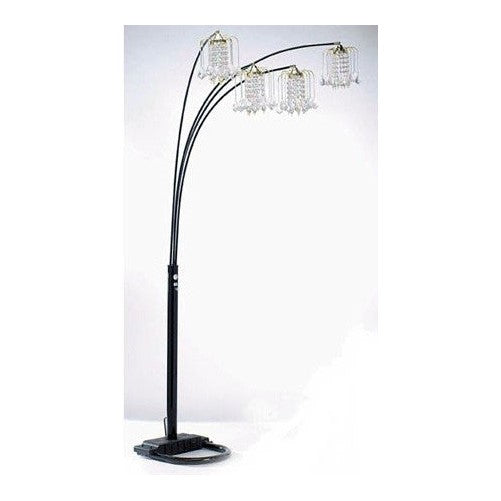 Arc Floor Lamp with 4 Crystal-Like Shades in Black Finish