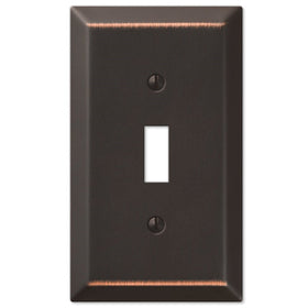 Amerelle 163TDB Traditional Steel Wallplate with 1 Toggle, Aged Bronze