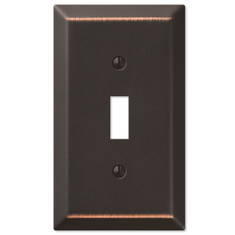 Amerelle 163TDB Traditional Steel Wallplate with 1 Toggle, Aged Bronze