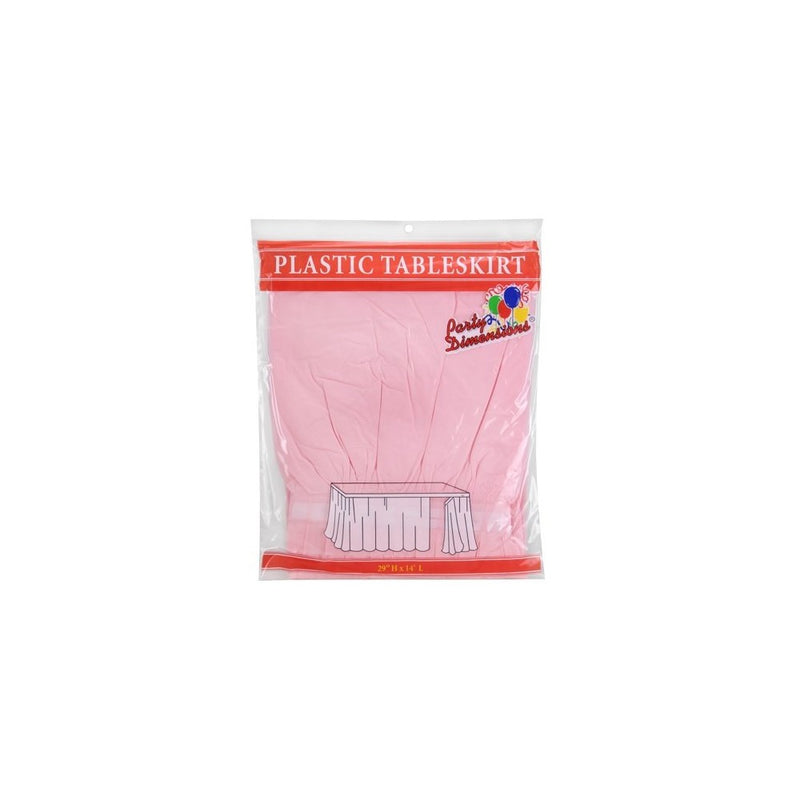 Party Dimensions Single Count Plastic Table Skirt, 29 by 14-Feet, Pink