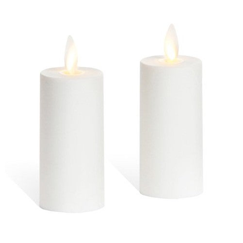 Set of 2 Luminara Votive Flameless Candles:1.75"x3" Ivory Unscented Moving Flame Candles with Timer