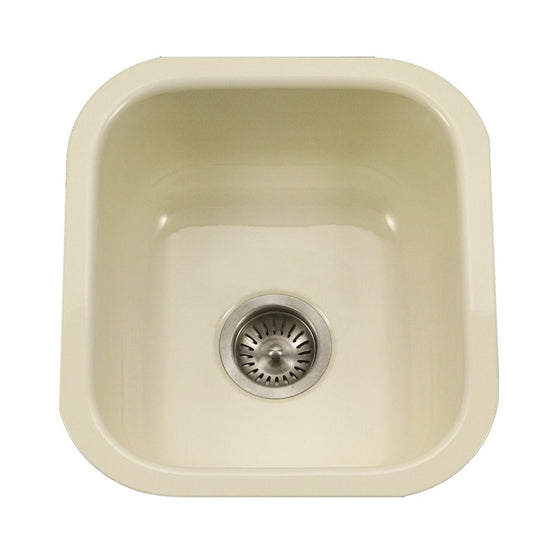 Houzer PCB-1750 BQ Porcela Series Porcelain Enamel Steel Undermount Bar/Prep Sink, Biscuit