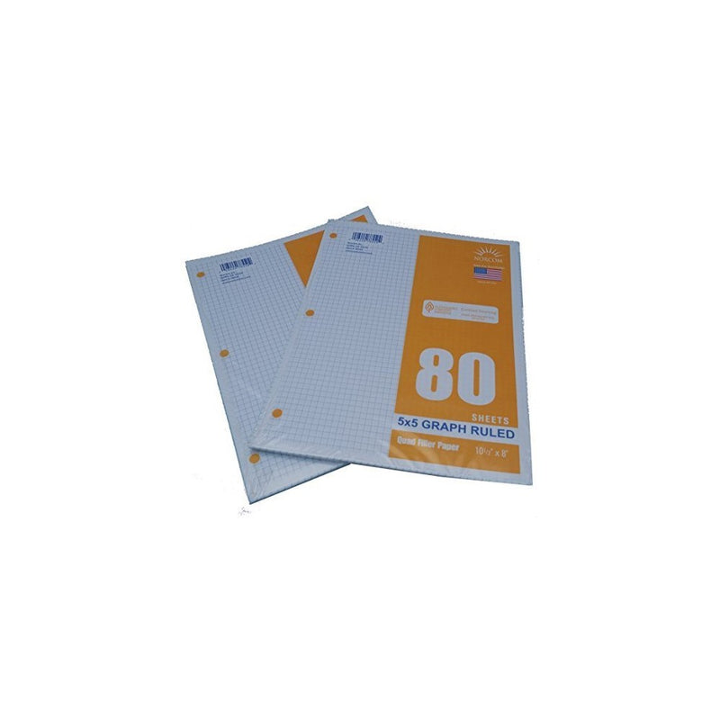 Graph Filler Paper 5x5 Ruled 2 Pack of 80 Sheets Each