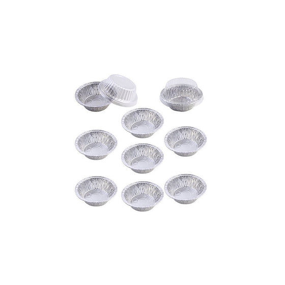 Pack of 9 Mini Disposable Aluminum Foil Pot Pie Pans with Plastic Cover Lids