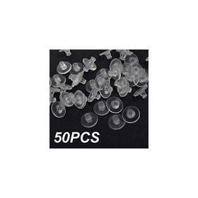 Golf Pack of 50pcs Clear Color Plastic Rubber Clutch Earring Back with Pad