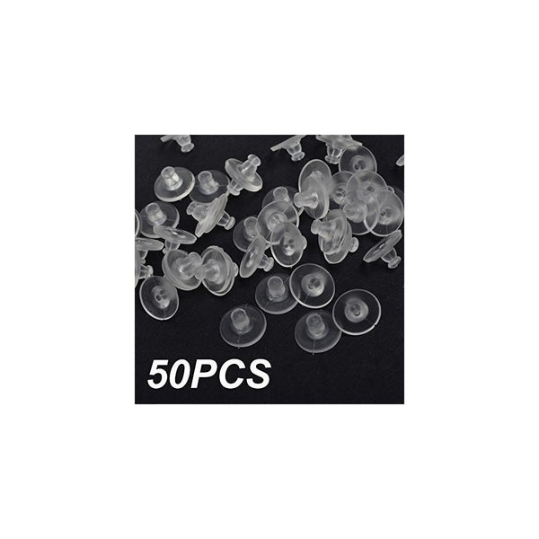 Golf Pack of 50pcs Clear Color Plastic Rubber Clutch Earring Back with Pad