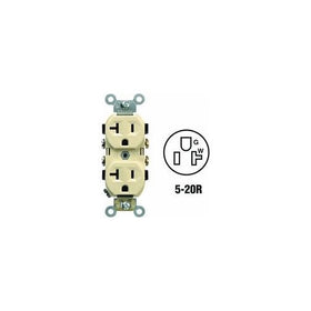 Leviton 5800-ISP 20-Amp, 125-Volt, 2-Pole, 3-Wire, Receptacle Duplex, Self-Grounding, Ivory