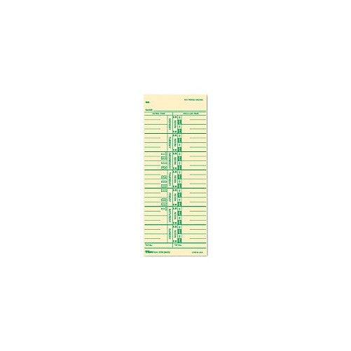 TOPS 1259 Time Card for Acroprint/IBM/Lathem/Simplex, Weekly, 3 1/2 x 9 (Box of 500)