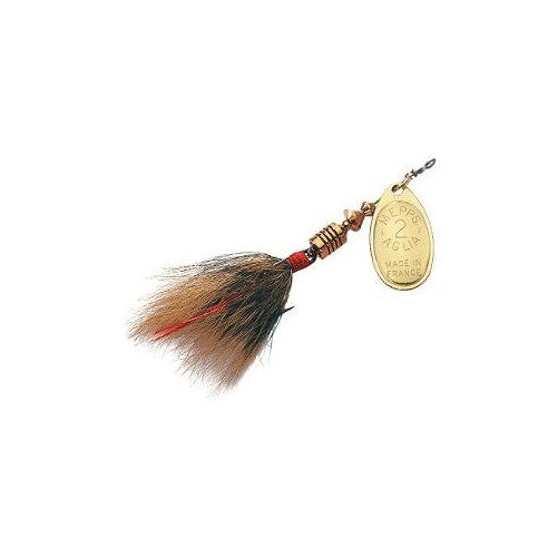 Mepp's Aglia Dressed Treble Fishing Lure, 1/2-Ounce, Gold/Brown Tail
