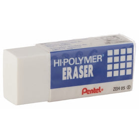 Pentel Lead Pencil Eraser - Non-abrasive, Latex-free - 0.5" x 1.7" x 0.7" - 1Each - White ZEH05