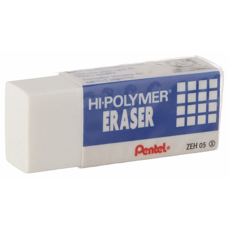 Pentel Lead Pencil Eraser - Non-abrasive, Latex-free - 0.5" x 1.7" x 0.7" - 1Each - White ZEH05