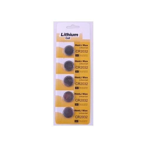 1 X CR2032 Lithium Button Cell 3-volt Batteries, Sold As FIVE Batteries