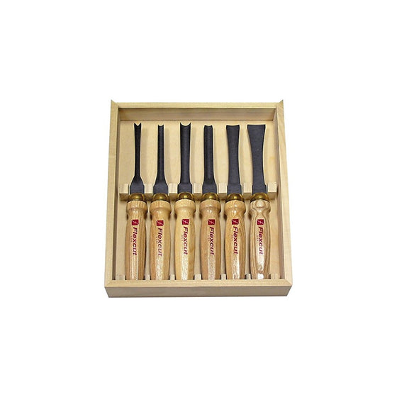 Flexcut Carving Tools, Mallet-Carving Chisels and Gouges for Woodworking, Starter Set of 6 (MC150)