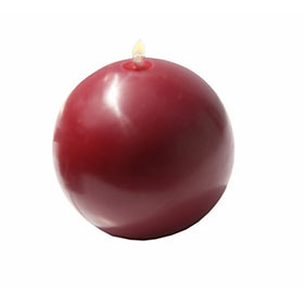 Biedermann Round-Shaped 3-Inch Diameter Ball Candles, Burgundy, Set of 4