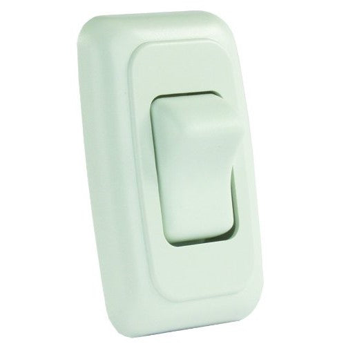 JR Products 12005 White Single SPST On-Off Switch with Bezel