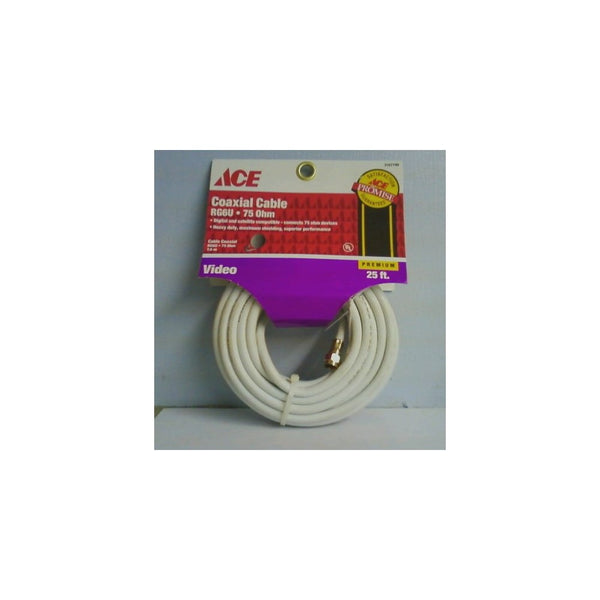 Coaxial Video Cable Rg6u Ohm White 25ft