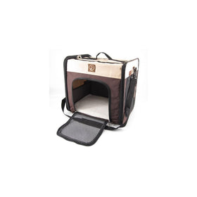One for Pets Folding Pet Carrier, The Cube, Large, Cream/Brown
