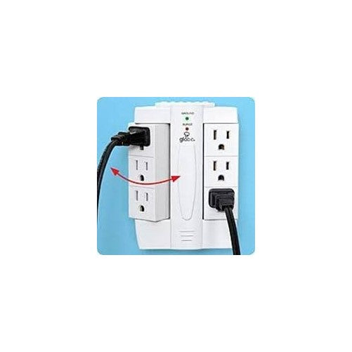 Side Socket 6 Plug Swivel Outlet - Plug Up To 6 Cords In And Swivel To The Side - Creates Space Where You Need It Most