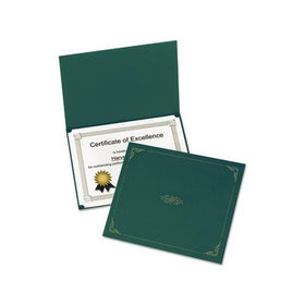 Oxfordamp;reg; Certificate Holder, 80lb Linen Stock, 12 1/2 x 9 3/4, Green, Five per Pack