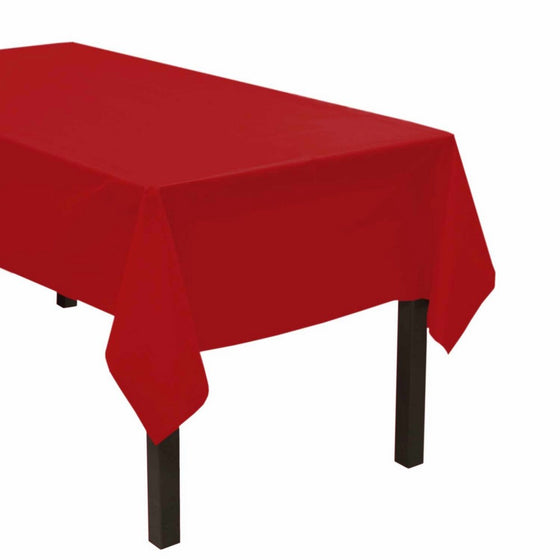 Party Essentials Heavy Duty Plastic Table Cover Available in 44 Colors, 54" x 108", Red