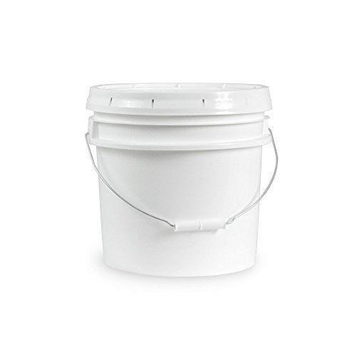 5 gallon Food Grade White Plastic Bucket with Handle & Lid - Set of 6