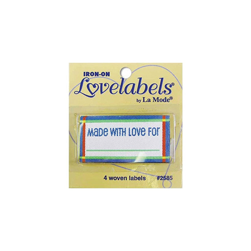 Blumenthal Lansing Iron-On Lovelabels Chipboard, Made with Love, Blue