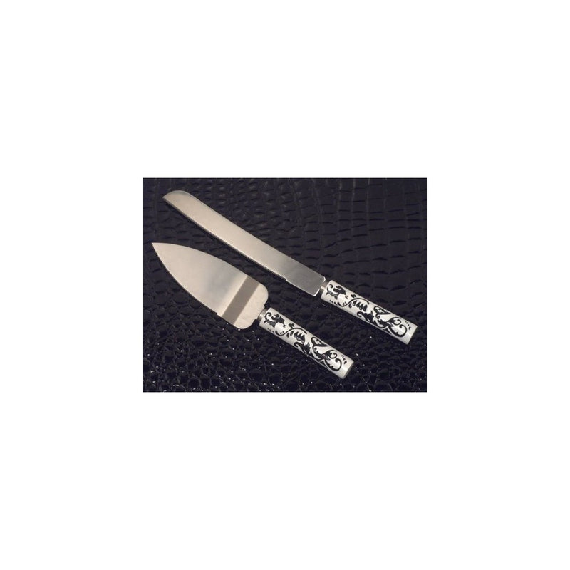 Stylish Damask collection Wedding Cake and Knife set - 1