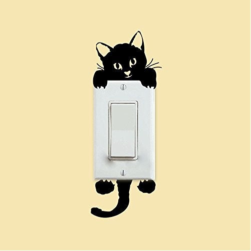 Cat Wall Stickers Light Switch Decor Decals Art Mural Baby Nursery Room