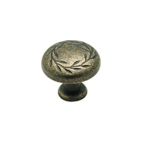 Amerock BP1581-R2 Inspirations Leaf 1-1/4-Inch Diameter Knob, Weathered Brass