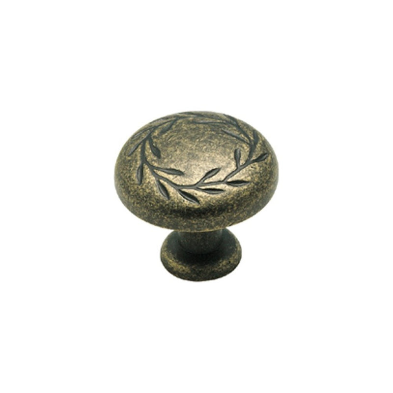 Amerock BP1581-R2 Inspirations Leaf 1-1/4-Inch Diameter Knob, Weathered Brass