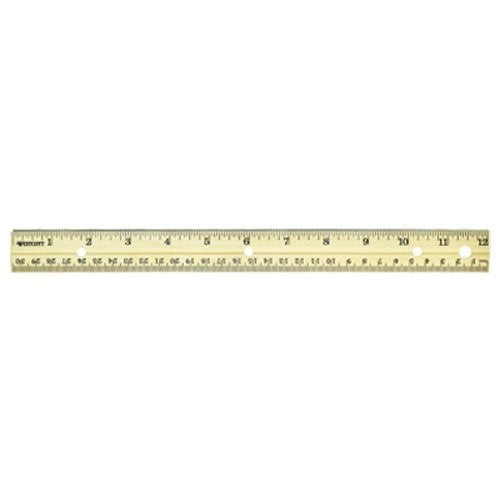 Westcott Hole Punched Wood Ruler English and Metric With Metal Edge, 12 Inches