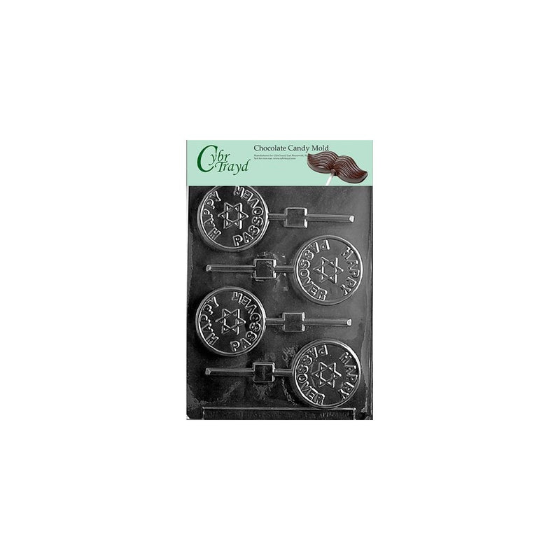 Cybrtrayd R050 Happy Passover Lolly Chocolate Candy Mold with Exclusive Cybrtrayd Copyrighted Chocolate Molding Instructions plus Optional Candy Packaging Bundles