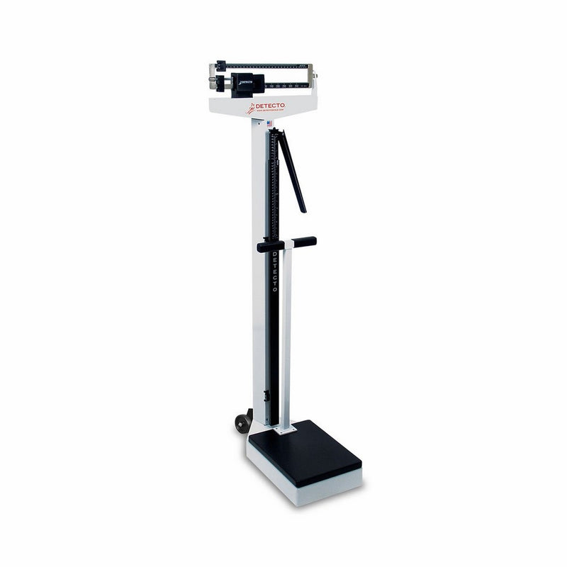 Detecto 448 Balance Beam Doctor/Physician Scale w/ Height Rod, Wheels & Hand Post, 400 lbs, Made in the USA