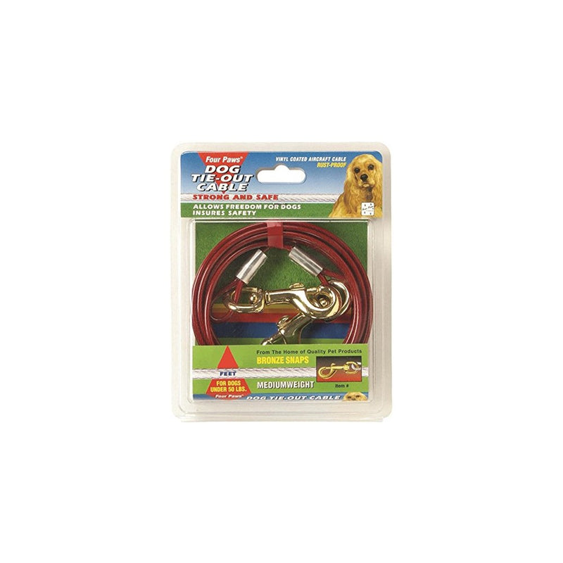 Four Paws PRODUCTS 456900 Red Cable Dog Tieout, 10-Feet