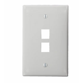 Leviton 41091-2WN QuickPort Midsize Wallplate, Single Gang, 2-Port, White