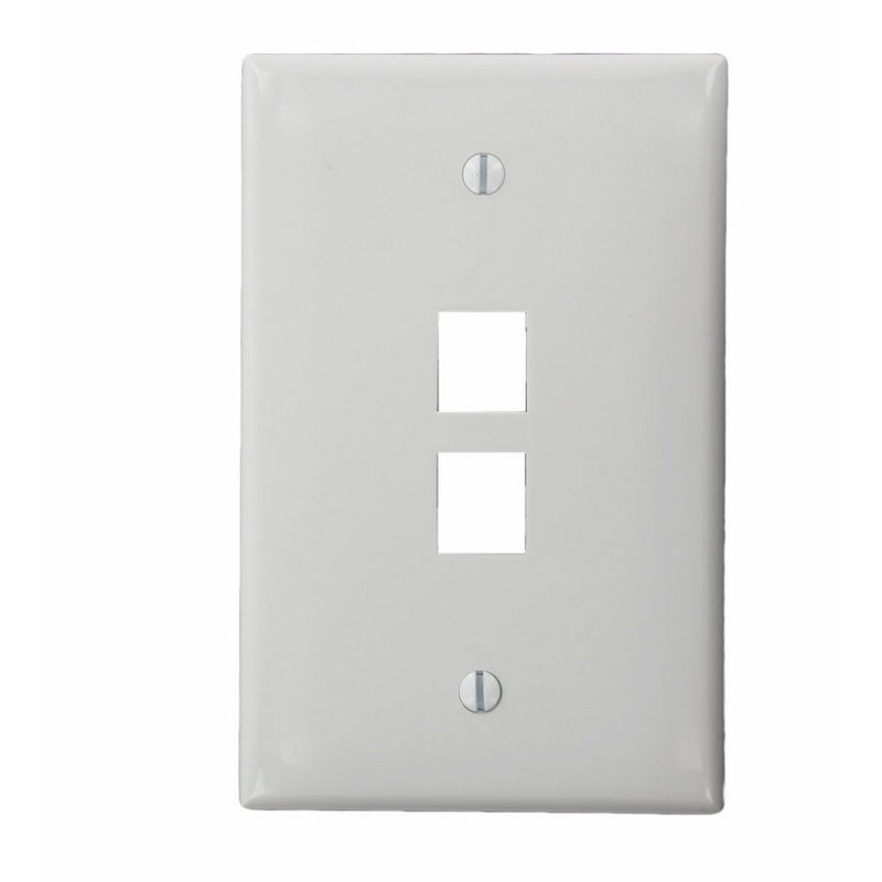 Leviton 41091-2WN QuickPort Midsize Wallplate, Single Gang, 2-Port, White
