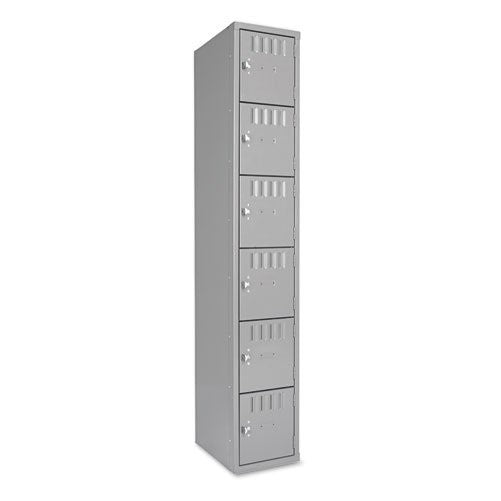 Tennsco Corp. 6 Tier Box Locker, 1 Wide, 12"Wx18"Dx72"H, Medium Gray