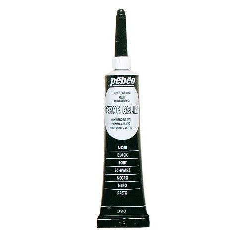 Pebeo Vitrail, Cerne Relief Dimensional Paint, 20 ml Tube with Nozzle - Black