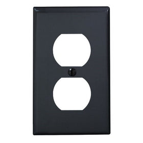 Leviton 80703-E 1-Gang Duplex Device Receptacle Wallplate, Standard Size, Thermoplastic Nylon, Device Mount, Black
