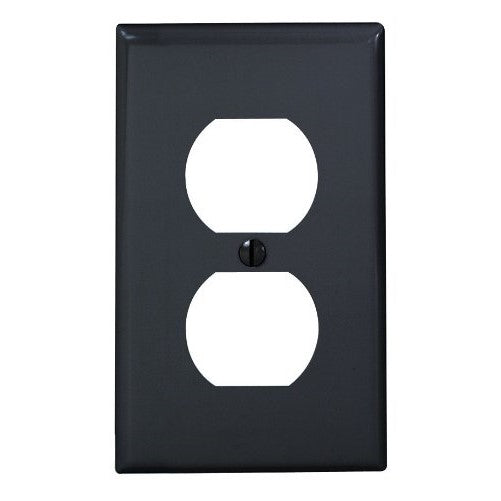 Leviton 80703-E 1-Gang Duplex Device Receptacle Wallplate, Standard Size, Thermoplastic Nylon, Device Mount, Black