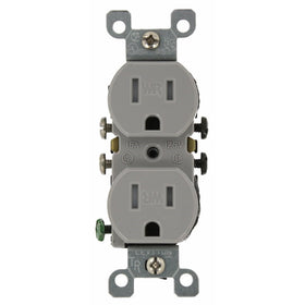 Leviton W5320-T0G 15 Amp, 125 Volt, Weather and Tamper Resistant, Duplex Receptacle, Grounding, Side and Quickwire, Gray