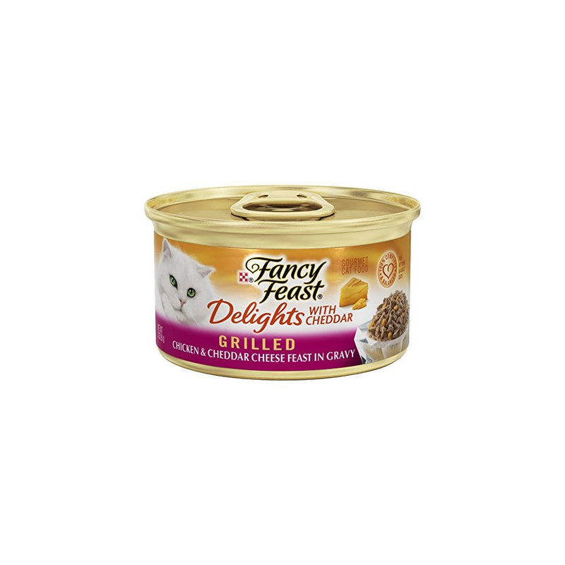 Purina Fancy Feast 50000579327 Grilled Chicken & Cheddar Cheese Feast in Gravy Cat Food - (24) 3 oz. Pull-top Can