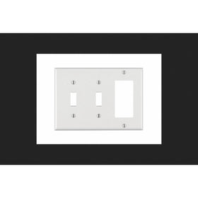 Leviton 005-80421-00W White 3-Gang Combination Wallplate