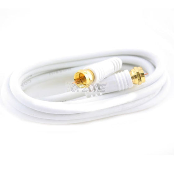 Topzone 25 feet RG59 Coaxial Cable "F" Plug to "F" Plug, White Color