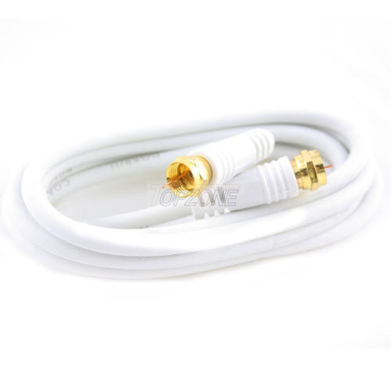 Topzone 25 feet RG59 Coaxial Cable "F" Plug to "F" Plug, White Color