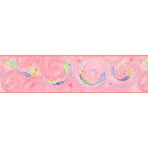 Pink Mermaids Ocean Prepasted Wallpaper Border Roll by Store51