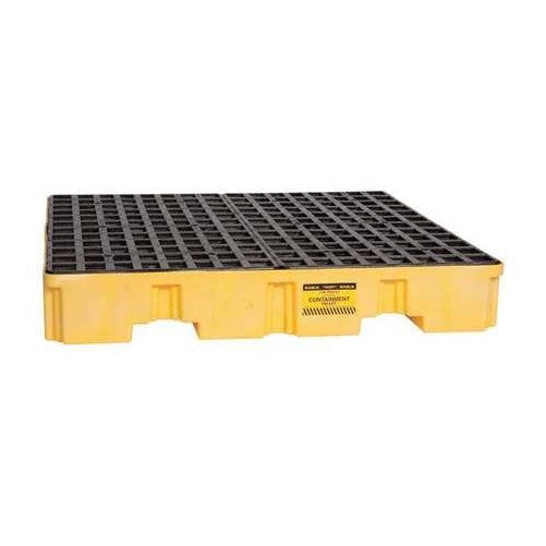 Eagle 1645ND Yellow 4 Drum Low Profile Containment Pallet without Drain