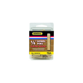 General Tools 840014 1/4-Inch Fluted Wood Dowel Pins, 72-Pack